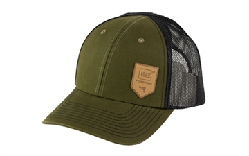 Picture of Glock Chino Olive Green/Black Mesh Hat w/Leather-Like Glock Shield Patch AP95883