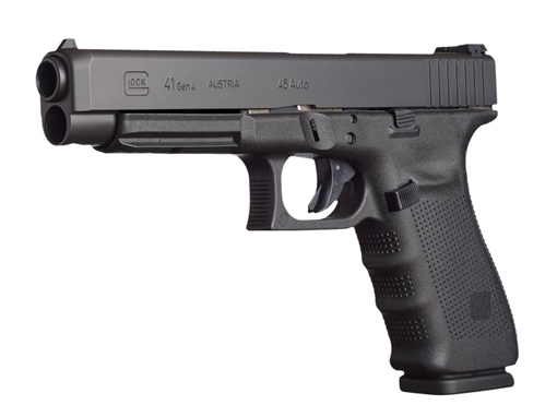 Picture of Glock G41 Gen4 Competition 45 ACP 13+1 5.31" Barrel, Black Frame & Slide, Finger Grooved Rough Texture Grip, Modular Backstrap, Reversible Mag. Catch, Safe Action Trigger PG4130103
