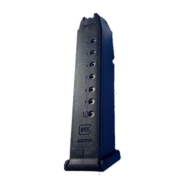 Picture of GLOCK OEM Magazine, 9MM, 10 Rounds, For Glock 17/34, Cardboard Style Packaging, Polymer, Black MF10017