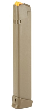 Picture of GLOCK MAGAZINE 9MM 33RD G17 G34 FLAT DARK EARTH ORANGE FOLLOWER BULK 47358
