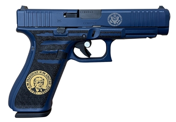 Picture of Glock G45 Gen5 MOS Compact Frame 9mm Luger 17+1 4.02" Black GMB Barrel MOS Cut/Serrated Steel Slide Polymer Frame w/Picatinny Rail Ambidextrous PA475S204MOSPRESBLU