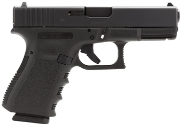 Picture of Glock G19 Gen3 Compact Frame 9mm Luger 15+1 4.02" Black Stainless Steel Barrel, Matte Black Serrated Steel Slide, Black Polymer Frame w/Picatinny Rail, Black Finger Grooved Grip Right Hand PI1950203