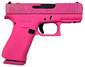 Picture of Glock PX4350204NFRMOSPIX G43X MOS Slim Sub-Compact 9mm Luger 10+1 3.41" Black GMB Barrel, Pixie Glitter Cerakote Steel Optic Ready/Serrated Slide, Pixie Cerakote Polymer Frame & Grip, Ambidextrous 850072948133