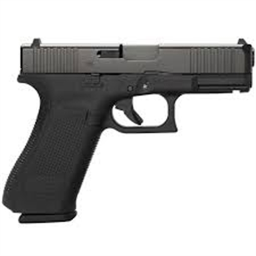 Picture of Glock G45 Gen5 Compact Frame 9mm Luger 17+1 4.02" Black GMB Barrel, Black nDLC Serrated Steel Slide, Black Polymer Frame w/Picatinny Rail, Interchangeable Backstrap Grip, Ambidextrous UA455S201