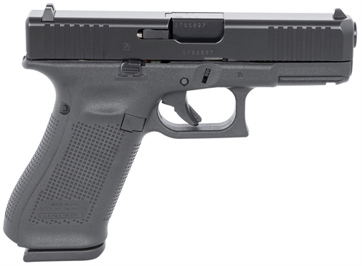 Picture of Glock G45 9mm Luger 17+1 4.02" GMB Barrel, Black nDLC Serrated Slide, Black Polymer Frame w/Accessory Rail, Black Textured w/Interchangeable Backstrap Grip, Ambidextrous UA455S203