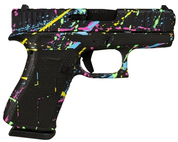 Picture of Glock G43X Sub-Compact Frame 9mm 10+1 3.41" Black GMB Barrel, Black Splatter Cerakote Serrated Steel Slide, Polymer Frame & Grip UX4350204NSPLT