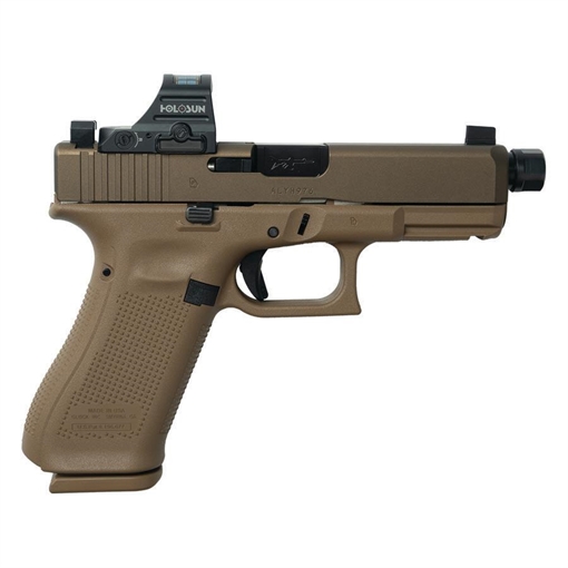 Picture of Glock V-Series Model 19x w/HUSH Slide Lock Handgun 9mm Luger 17rd Magazines (3) 4.6" Threaded Barrel Holosun 407C FDE USA UV1950703X MODHUSHO