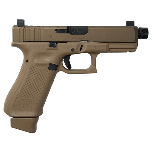 Picture of Glock V-Series Model 19x w/HUSH Slide Lock Handgun 9mm Luger 17rd Magazines (3) 4.6" Threaded Barrel Suppressor Sights FDE USA UV1950703X MODHUSHNO