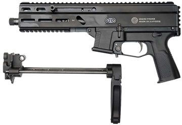 Picture of Grand Power SP10A3 Stribog 10mm Auto 20+1 8" Black Threaded Barrel, Black Aluminum Picatinny Rail Receiver, Black Polymer PDW Tailhook Brace, Black Polymer Grip, Thread Protector 197892004855