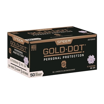 Picture of Speer Ammunition Speer Gold Dot, 5.7X28MM, 40Gr, Gold Dot Hollow Point, 50 Round Box 25728GD
