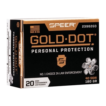 Picture of Speer Ammunition Speer Gold Dot, Personal Protection, 40S&W, 180 Grain, Hollow Point, 20 Round Box 23962GD