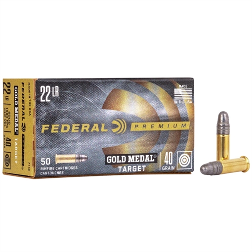 Picture of Federal Premium Gold Medal Rimfire Ammunition .22 LR 40 gr SLD 1080 fps 50/box 711B