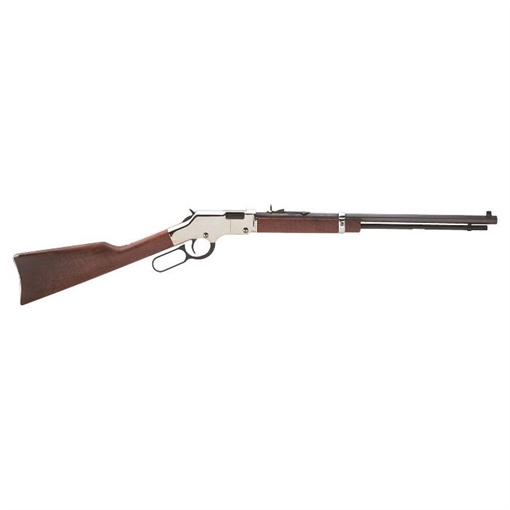 Picture of Henry Golden Boy Silver 17 HMR Caliber with 11+1 Capacity, 20" Blued Barrel, Nickel-Plated Metal Finish & American Walnut Stock Right Hand (Full Size) H004SV