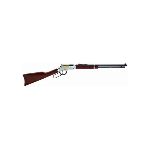 Picture of Henry Golden Eagle Full Size 22 Short, 22 Long, 22 LR, 16 LR/21 Short 20" Blued Octagon Barrel, Nickel-Plated Metal Finish, American Walnut Stock Right Hand H004GE