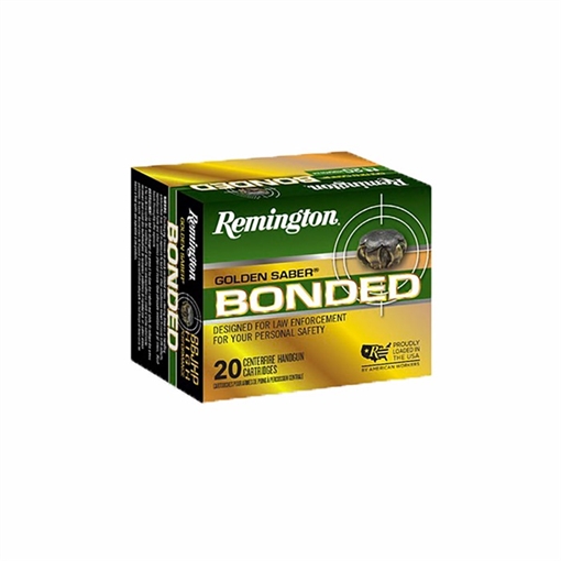 Picture of Remington Ammunition Golden Saber Bonded 9mmLuger+P 124gr Bonded Brass Jacketed Hollow Point 20 Per Box/25 Case 29341