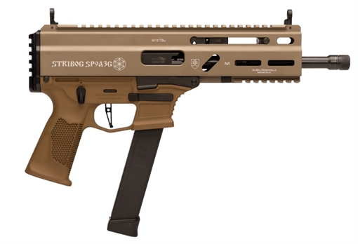 Picture of Grand Power SP9A3 Stribog 9mm Luger 30+1 16" Black Threaded Barrel, M-LOK Handguard, Flat Dark Earth Aluminum Picatinny Rail Receiver, Polymer Side Folding Stock, FDE Polymer Grip 810091157992
