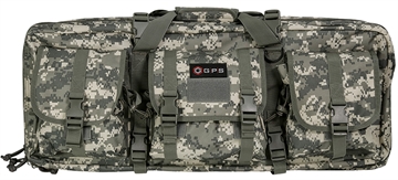 Picture of GPS Bags Double Rifle Case A-TACS AU 600D Polyester w/ 2 Padded Pistol Sleeves MOLLE Webbing & Lockable Zippers DRC28ACU