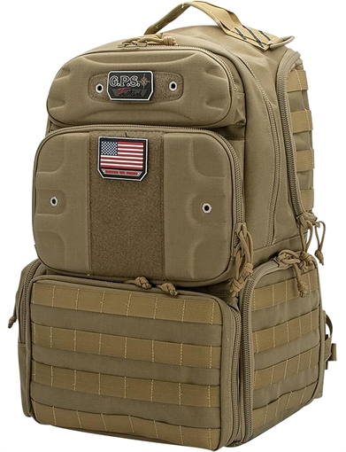 Picture of G.P.S. BAGS TACTICAL RANGE BACKPACK TALL HOLDS 4 HANDGUNS TAN GPS-T1913BPT