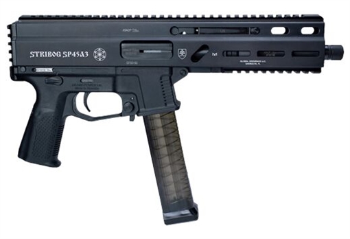 Picture of Grand Power SP45A3 Stribog 45 ACP 20+1 8" Black Threaded Barrel, Black Aluminum Picatinny Rail Receiver, Rear Picatinny Rail, Black Polymer Grip, Thread Protector 197892003506