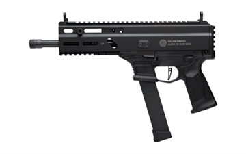 Picture of Grand Power Stribog SP9A3G, Semi-Automatic Pistol, 9MM, 8" Threaded Barrel, Aluminum Frame, Non-Reciprocating Charging Handle, M-LOK Rail, Compatible with Glock Style Magazines, Matte Finish, Black, 33 Rounds, 3 Magazines, Plastic Hard Case GRP8588005808545