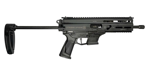 Picture of Grand Power Stribog SP9A3G Pistol - Black | 9mm | 8" Threaded Barrel | 30rd | Utilizes Glock Style Mags | PDW Brace w/ Tailhook SP9A3G-PDW