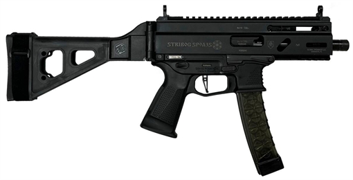 Picture of Grand Power 810091152836 Stribog SP9A35S 9mm Luger 30+1 8" Black Picatinny Rail Receiver, SB Tactical Brace, Black Polymer Grip 810091152836 SP9A3S-SB