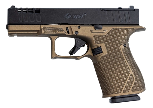 Picture of Great Lakes Firearms Striker Compact Frame 9mm Luger 15+1 4" Black Nitride Steel Barrel, Black Cerakote Serrated w/Slide Cuts Steel Slide, Bronze Cerakote Polymer Frame & Grip, Ambidextrous GL19BRZ