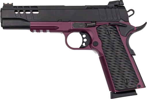 Picture of GREAT LAKES FIREARMS 1911 HGA 45ACP 5 IN BBL RMSC OPTIC CUT PORTED SLIDE BLACK CHERRY/SS GL191145FSSCHY