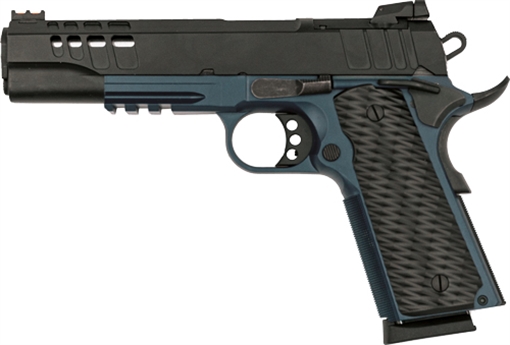 Picture of GREAT LAKES FIREARMS 1911 HGA 45ACP 5 IN BBL RMSC OPTIC CUT PORTED SLIDE BLUE TITANIUM/SS GL191145FSSBLU GL1911-45FSS BLU