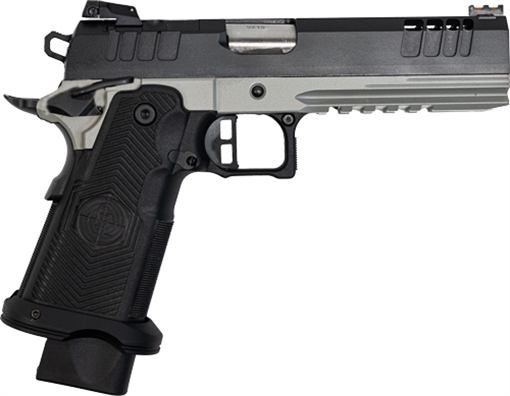 Picture of Great Lakes Firearms 1911 DS Synergy 9mm Luger 20+1 5" Optic Cut/Serrated Cerakote Black Molded Grip Bull Shark Frame GL1911DS9FSSSRK