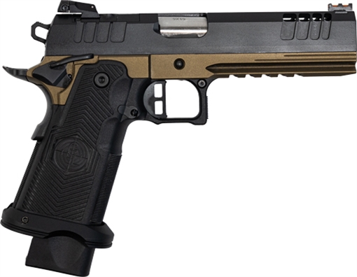 Picture of Great Lakes Firearms 1911 DS Synergy 9mm Luger 20+1 5" Optic Cut/Serrated Cerakote Black Molded Grip Bronze Frame GL1911DS9FSSBRZ