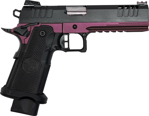 Picture of Great Lakes Firearms 1911 DS Synergy 9mm Luger 20+1 5" Optic Cut/Serrated Cerakote Black Molded Grip Black Cherry Frame GL1911DS9FSSCHY