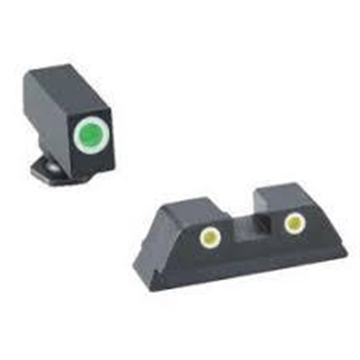 Picture of AmeriGlo Classic Tritium Sight Set for Glock Green Tritium White Outline Front Sight-Yellow Tritium White Outline Rear Sight GL431