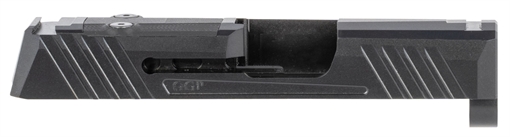 Picture of Grey Ghost Precision GGP365 Version 1 Slide Fits Sig P365, Optic Cut Compatible w/Sig RomeoZero & Shield RMS-C, Aggressive Front & Rear Serrations, 17-4 Stainless Steel w/Black DLC Finish GGP365BLK1