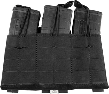 Picture of Grey Ghost Gear Compact Triple Mag Panel 5.56, Mag Pouch, Fits AR-15 Magazines, Laminate Nylon, Includes a Bungee Retention Strap to Allow for Silent Removal of your Magazine, Attaches to any MOLLE/PALS Style Webbing with the Included MALICE Clips, Black GTG0384-2