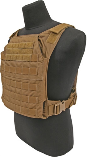 Picture of Grey Ghost Gear Minimalist Plate Carrier, Body Armor Carrier, Designed to Carry 10" X 12" Hard Plates or Large ESAPI Plates, Constructed from Mil-Spec Materials to Stand Up to Hard Use, the Inside Faces of the Carrier are Lined with Air Mesh for Comfort and Breathability, Coyote Brown 0007-14