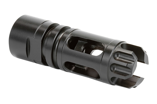 Picture of Griffin Armament Gate-LOK Flash Comp Black Nitride 17-4 Stainless Steel with 5/8"-24 tpi Threads, 2.77" OAL & .863" Diameter for 30 Cal 30SD, M4SD Silencers & QD Blast Shield XHP762FCM