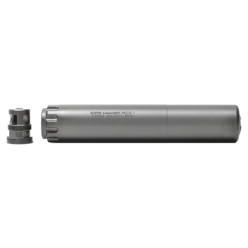 Picture of Griffin Armament Recce 7 Suppressor, 7.6", 30 Caliber, 5/8x24 Thread Pitch, 17-4PH Stainless Steel, Black High Temp Griffin Endura-Kote, 17.5oz GAREC7-W GAREC7W