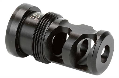 Picture of Griffin Armament Paladin 2 Port Taper Mount Black Melonite QPQ 17-4 Stainless Steel with 5/8"-24 tpi Threads, 1.88" OAL & 1.07" Diameter for 6.5mm TMPB65MM5824