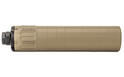 Picture of Griffin Armament Sportsman Ultra Light 36HD, Suppressor, 6.09" Long, 36 Caliber, 17-4 Stainless Steel, Cerakote Finish, Flat Dark Earth, HUB Compatible, Includes 5/8x24 Direct Thread Adapter GASUL36HDFDE-W