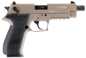 Picture of GSG FireFly 22 LR 13+1 4.90" Black Threaded Barrel, Tan Aluminum Serrated Slide, Tan Aluminum Frame w/Picatinny Rail, Textured Grip GERG2213TFFTA