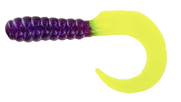 Picture of GSM 2" CURL TAIL GRUB PURPLE GLITTER/OPQ CHT 10 PK CTG228