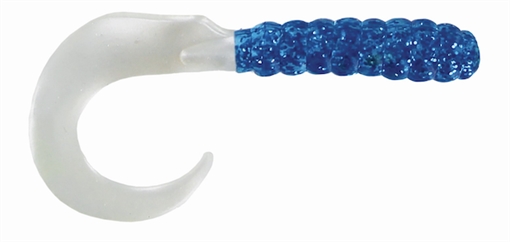 Picture of GSM 2" CURL TAIL GRUB BLUE GLITTER PEARL 10 PK CTG2-32