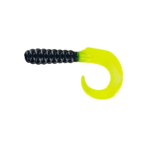 Picture of GSM 2" CURL TAIL GRUB BLACK/CHARTRUESE 100 PK CTG216-100