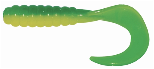 Picture of GSM 2" CURL TAIL GRUB GREEN/YELLOW 10 PK CTG215