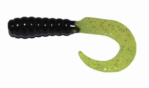 Picture of GSM 2" CURL TAIL GRUB BLACK/CHART SILVER 10 PK CTG218