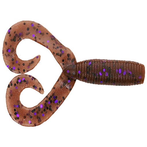 Picture of GSM DOUBLE TAIL GRUB CINNAMON W/ BLACK & PURPLE FLAKE 20PK YAM-15-20-221