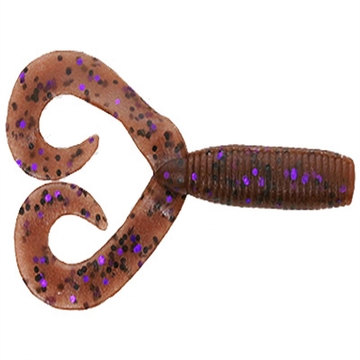Picture of GSM DOUBLE TAIL GRUB CINNAMON W/ BLACK & PURPLE FLAKE 20PK YAM-15-20-221