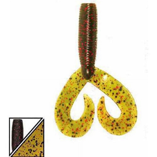 Picture of GSM DOUBLE TAIL GRUB WATERMLN W/ BLACK & RED FLAKE (20 PACK) YAM-15-20-208