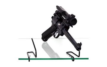 Picture of Gun Storage Solutions Handgun Front Kikstands, Vinyl Coated, Fits Guns As Small As .22 Caliber, 1 Per Stand, Attaches To Back of Shelf, Black FKIK10